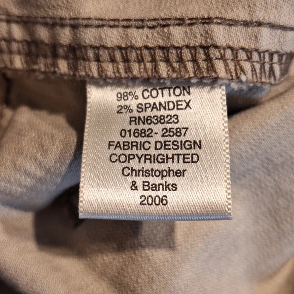 Vtg Christopher & Banks Tan Floral Stretch Cropped Capris Pockets Wms Size 8 - Picture 16 of 16